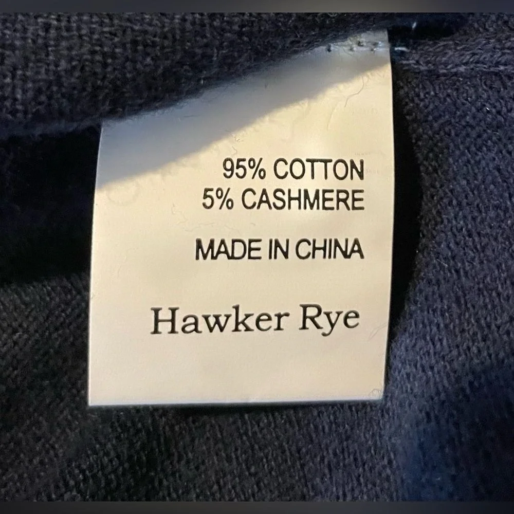 NWT Hawker Rye Cashmere Blend Navy Round‎ Neck Soft Cozy Sweater Small